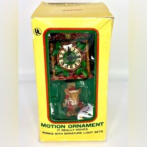 Vintage Eluceo Christmas Ornament Mouse Motion Wall Clock Holiday Tested
